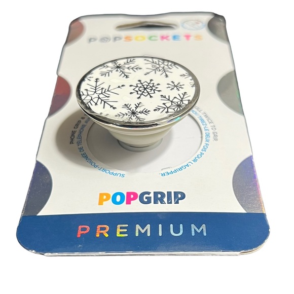 POPSOCKET White Silver Snowflake PREMIUM Metal Universal Pop Grip Phone Stand - Picture 10 of 10
